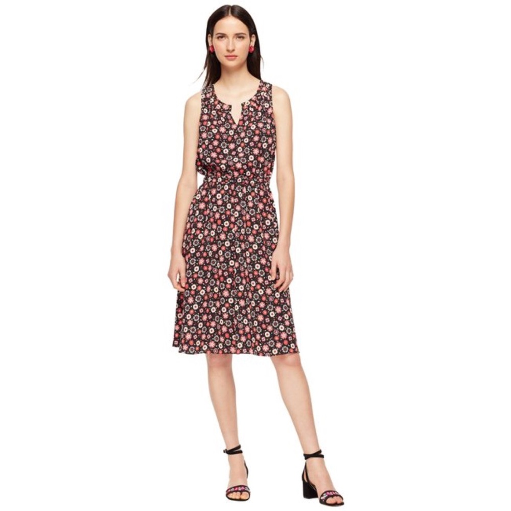 Kate Spade Floral Mini Casa Stud Midi Length Dress Spring Summer Party Wedding